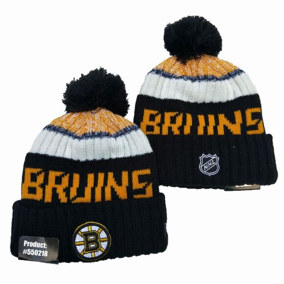 NWT Boston Bruins Sports Pom Knit Beanie Fleece‎ Lining OSFA Unisex - Picture 1 of 7